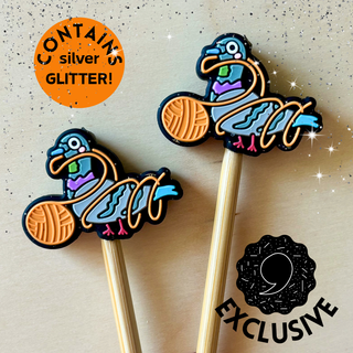 Comma Craft Co. - Glitter Pigeon Knitting Needle Point Protectors