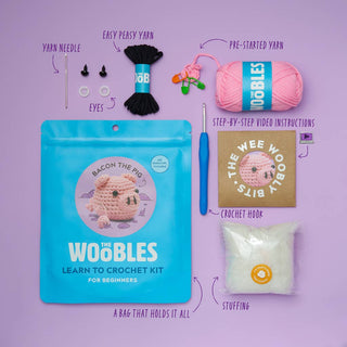 Bacon the Pig Beginner Crochet Woobles Kit
