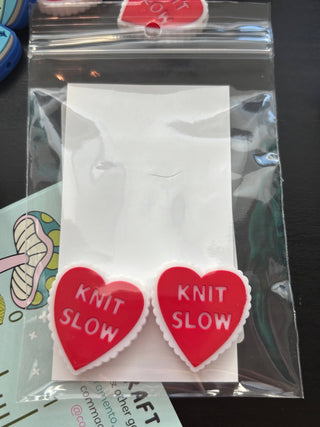 Comma Craft Co Knitting Needle Point Protector Knit Slow Hearts