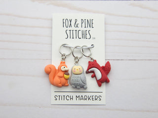 Fox and Pine Stitches - Woodland Animal Stitch Markers