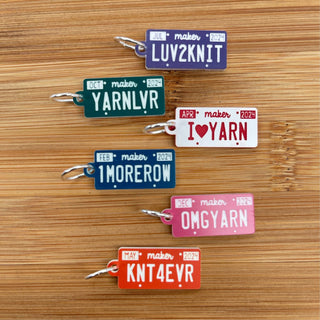 A Needle Runs Through it - License Plates Stitch Markers