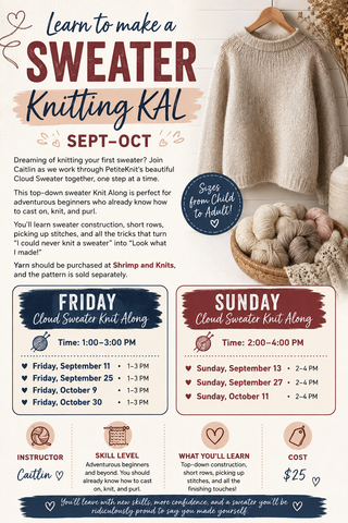 Learn to make a Sweater Knitting KAL - Sept-Oct
