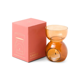 Amber Glass Essential Oil Burner & Tea Light Candle