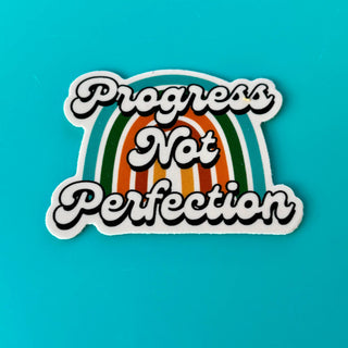 Comma Craft Co - Progress Not Perfection Rainbow Vinyl Sticker