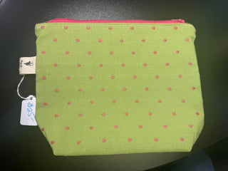 Green/Pink Polka Dots Notions Bag (zip)