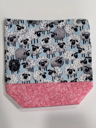 Sheep on Blue/Pink Snap Bag